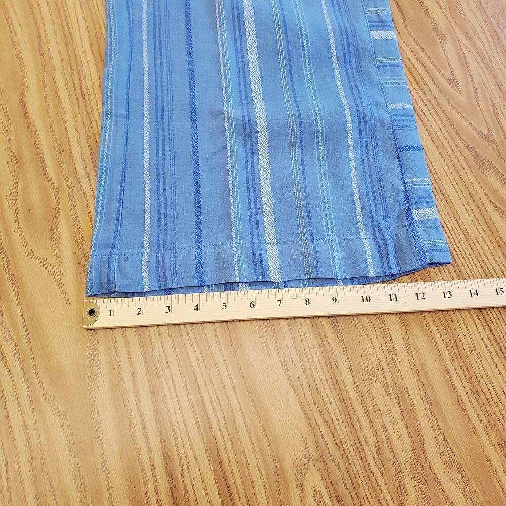 Anthropologie Pants Size Large Womens Blue Linen Cropped Wide Leg Striped Belt - Picture 9 of 11